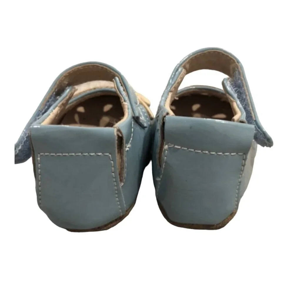Livie & Luca 0-6m Light Blue Leather Petal Soft Sole Infant Shoes